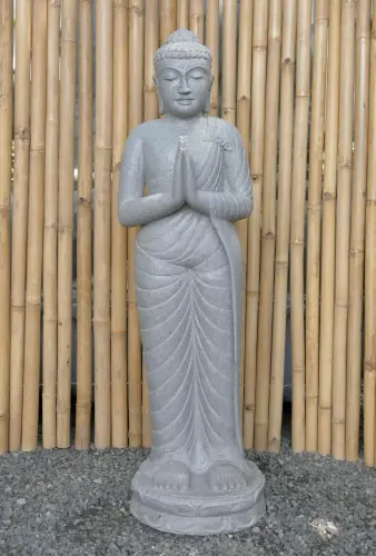 Product image of the product “Standing Buddha made of Riverstone, position Namaskara , H. 120cm. ”